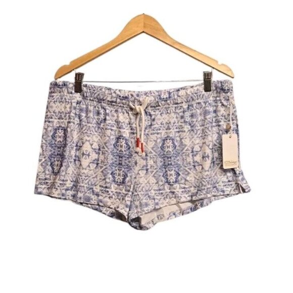 PJ Salvage Sleep Shorts Womens XL Blue Boho Batik Soft Knit Loungewear Sleepwear - Picture 2 of 8
